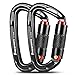 2Stücke 25kN Karabiner Klettern, UIAA-Zertifiziert Karabiner Autolock Twistlock 10cm, Schnellverschluss und Schwerlast, Es Könnte max. 2550kg Halten, Anzug zum Abseilen, Hundeleinen, Groß, Schwarz