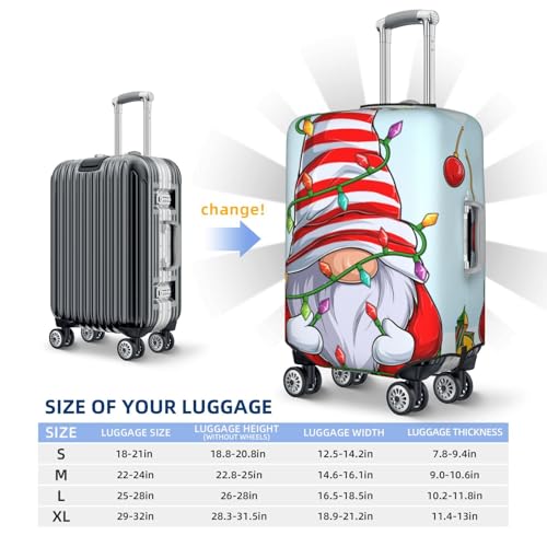 Funny Christmas Gnome Print Luggage Cover For Suitcase,Washable Elastic Travel Suitcase Protector With Zipper Closure And Bottom Buckle – Fits 18-32" Luggage-Large4
