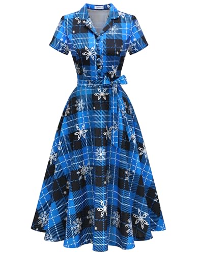Image of Wedtrend Women's Vintage Tea Dress, Short Sleeve Cocktail Party Dress Work Church Casual Dress
