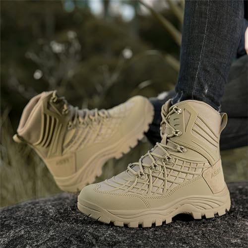Men's Mid Top Military Tactical Boots Lightweight Non Slip Outdoor Hiking Jungle Army Desert Combat Work Motorcycle Combat Hunting Booties4