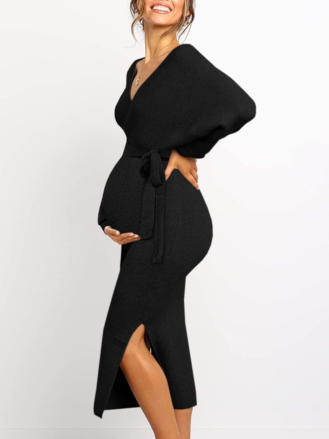 Chang Yun Maternity Nursing Dress Sweater Dress for Women Wedding Guest Dress Baby Shower Maternity Photoshoot Outfits - Image 2