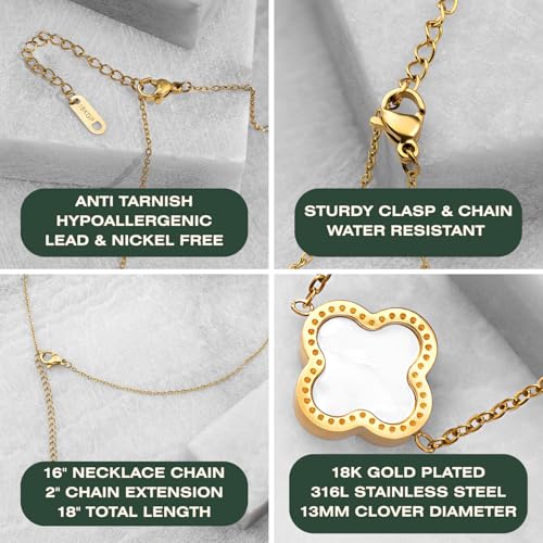 2 PC Set I 18K Gold Plated Four Leaf Clover Necklace I Dainty Clover Necklaces For Women I Mothers Day Gift I Anniversary I Wedding I Occasion4