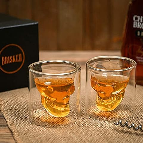 Skull Shot Glass for Whiskey, Vodka, and Cocktail. Spooky 2 Piece Set for Liquor. Best Gift Accessories for Drinking. Cover