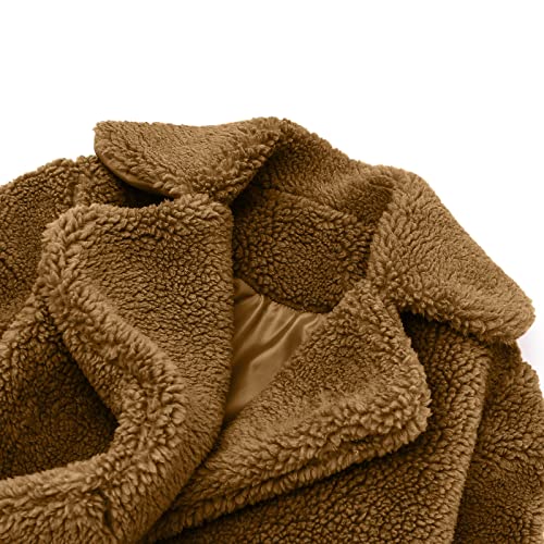 Girls and Toddlers' Lapel Collar Cardigan Kids polar Fleece Open Front Long Jacket Winter Thick Warm Sherpa Trench Coat4