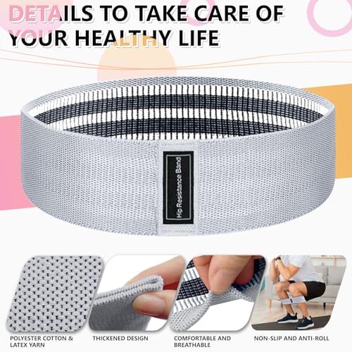 Image of Exercise Bands, 3 Levels Fabric Resistance Bands for Working Out, Workout Bands Resistance for Women & Men, Multi-Colored Fabric Booty Bands for Leg Strength Training, Rehab, Yoga