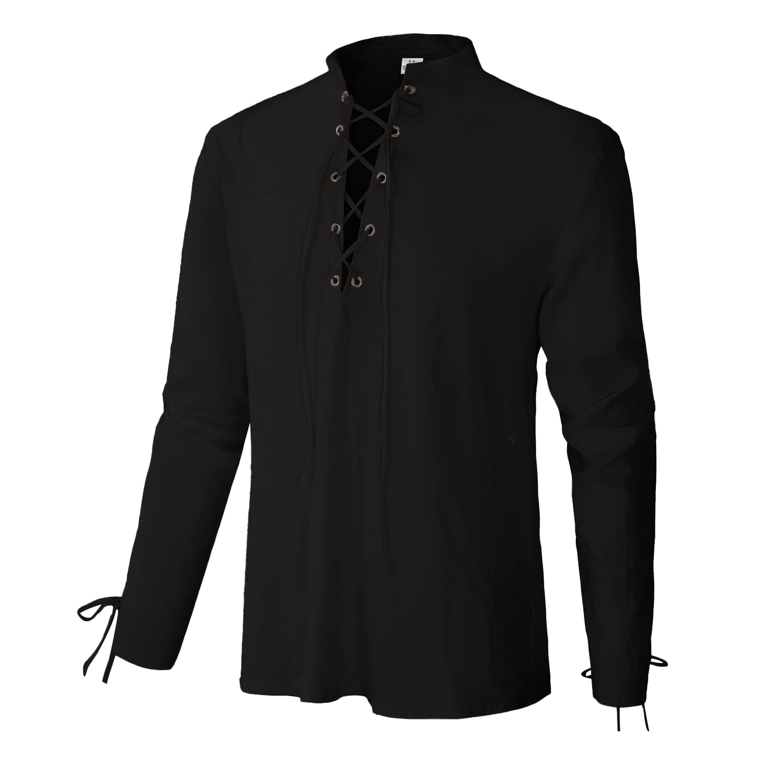 CARUHIFMen's Renaissance Shirt Pirate Medieval Viking Top Linen Long Sleeve Halloween Costume