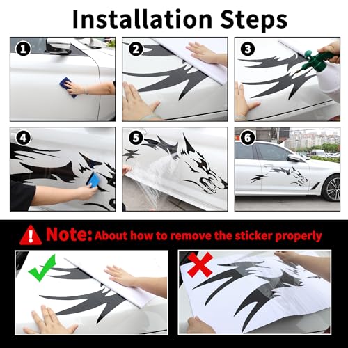 Image of TOMALL 50'' 2Pcs Wolf Car Sticker Decal for Car Body Side Stickers Auto Wolf Graphics Racing Sports Stripes Stickers for SUV Off-Road Vehicles Car Hood Trunk Universal Waterproof Vinyl Sticker (Black)