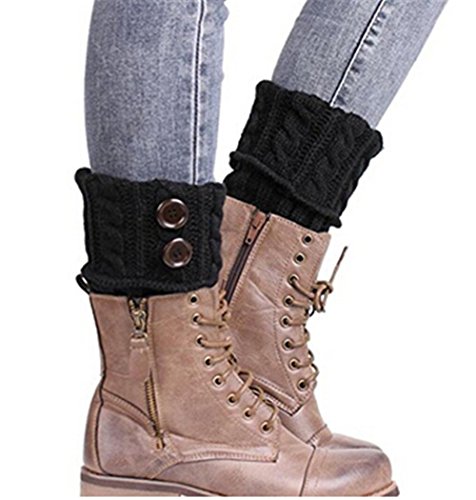 Preisvergleich Produktbild HENGSONG Damen Stricken Stulpen Socken Boot Abdeckung (Schwarz)