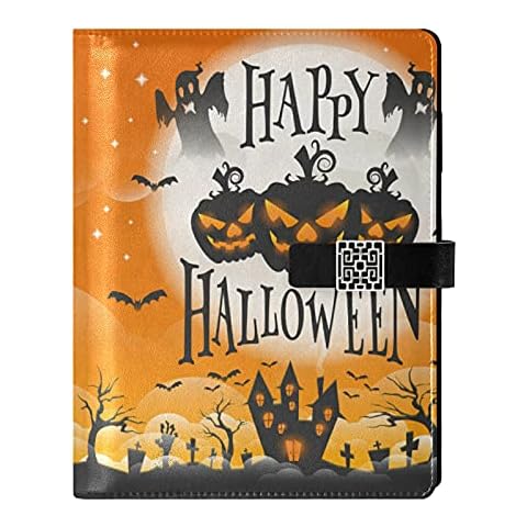 Pumpkin Happy Halloween Leather Journal Notebook Travel Journal Writing Notebook Binder with Pockets Daily Planner Diary Book for Office School Business Cover