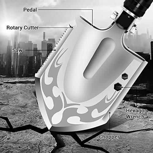 Folding Shovel Military Survival Shovel Multifunction Camping Shovel Compact Backpacking Shovel for Hunting, Camping, Hiking, Fishing, Gardening and Emergency