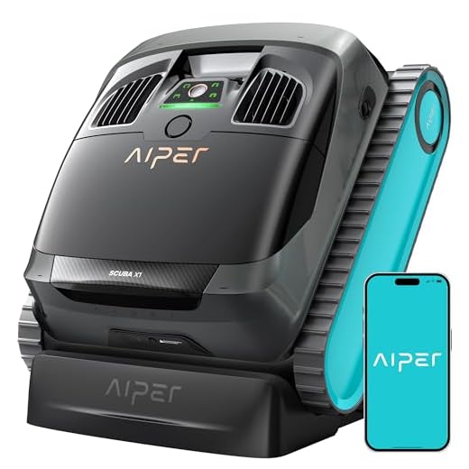 AIPER Scuba X1 Poolroboter, WavePath 3.0 Navigation, mit verbesserter Akkuleistung und bis zu 25.200 L/h Saugkraft, horizontale Wasserlinienreinigung, poolsauger akku Ideal für Pools bis zu 200㎡, Blau