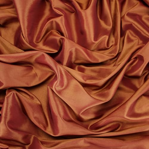 TELA TAFETÁN LISO DE ACABADO EN BRILLO SATINADO SERIE VICTORIA, ANCHO 140cm (COBRE, 1 METRO)
