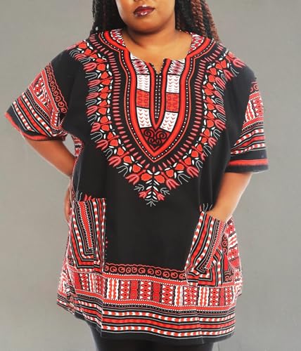 Unixex African Traditional Non Elastic Waist Dashki Top Wide Elbow Dashiki Tunic Top2