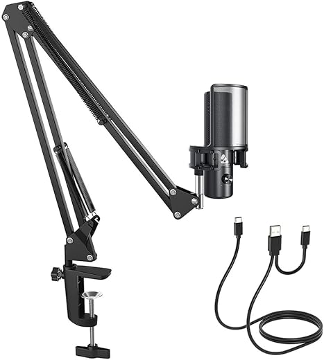 Audio Array AM-C40 Professional 96kHz/24bit USB Condenser Microphone Kit with Boom Arm & Pop-Filter | No Latency Headphone Monitoring with Mute &…