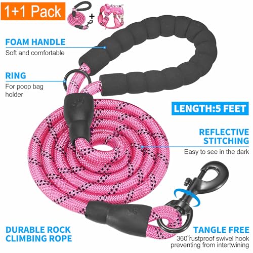 Image of Beebiepet Heavy Duty Tactical Dog Harness for Small Dogs, No Pull Adjustable Pet Harness Reflective Service Training Easy Control Pet Vest Military K9 Working Dog Harnesses- Small, Pink Camo