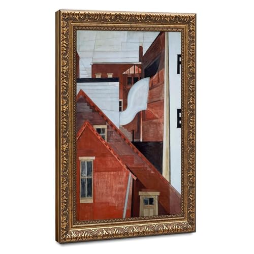 Toile Charles Demuth In The Province Roofs cadre suspendre pour salon chaleureux