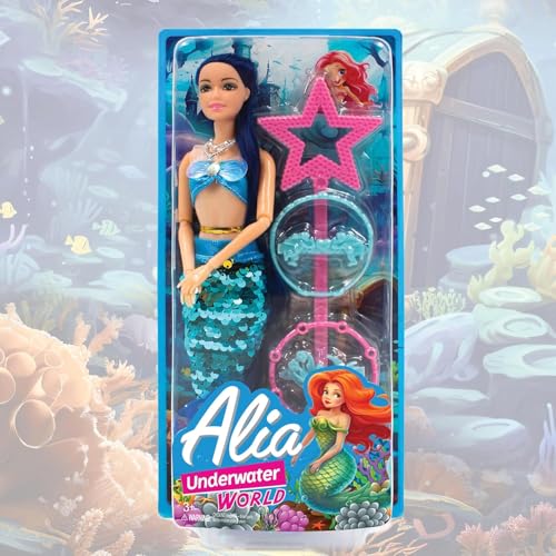 Image of Lyla Alia Mermaid Doll - 32 cm Underwater World Doll with Accessories | Fully Movable Arms & Legs | Pretend Play Toy for 3+ Years