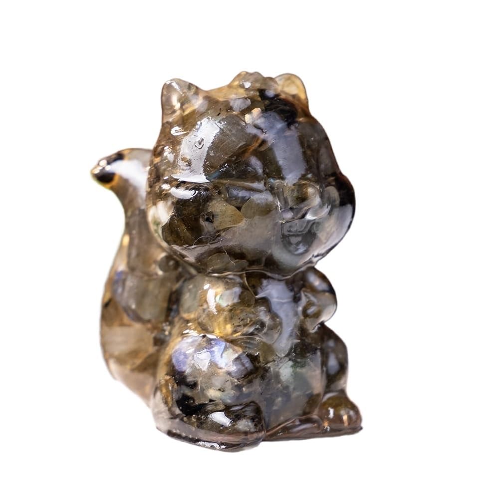 HUFFA Natural Crystal Chip Resin Squirrel Figurine - Unique Home and Office Decoration