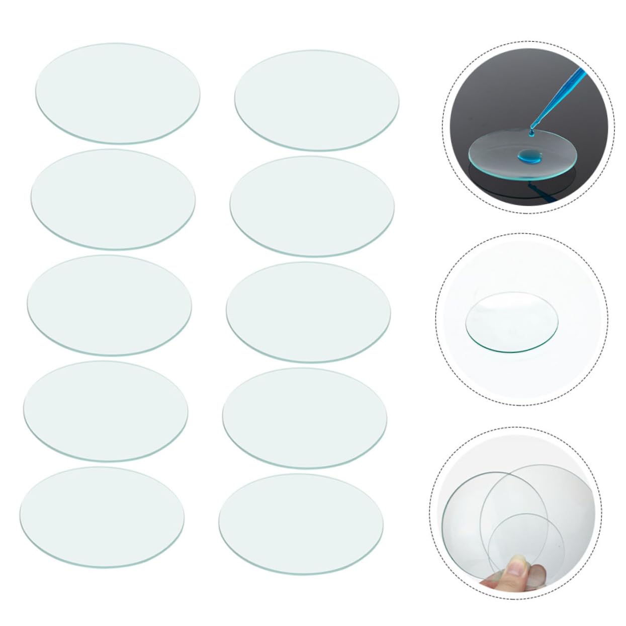 10pcs Laboratory Watch Glasses Flat Round Shape for School Lab Science Experiment Supplies