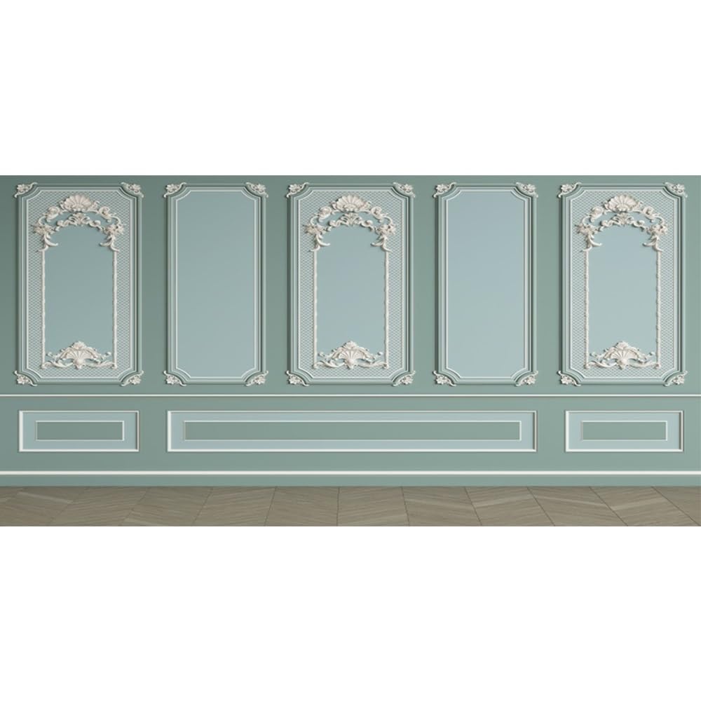 Leyiyi 20x10ft Green Vintage Room Inside Backdrop European Frame Modern House French Castle Cementery Wall Retro Style Photo Background Cowboy Kids