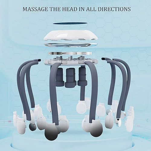 Miniatura 5 de NF Masajeador automático de cuero cabelludo, masajeador de cabeza de pulpo con 14 contactos vibratorios, 5 modos, temporizador inteligente,