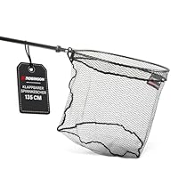 Robinson Angel Kescher gummiert - Einhändig klappbar, Raubfischkescher ideal zum Spinnfischen, Waten und Bootsangeln - 135 cm, Korb 62×54 cm - Netztiefe 50 cm - 10 mm Masche - schnell trocknend