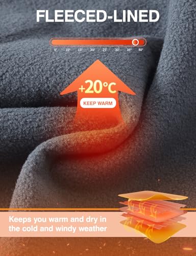 TBMPOY Men's Snow Ski Hiking Pants Waterproof Winter Fleece Lined Pants Camping Skiing Ice Fishing Pants with Belt3