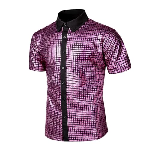 Chemise à paillettes homme rétro à boutons confort fluide et grand éclat