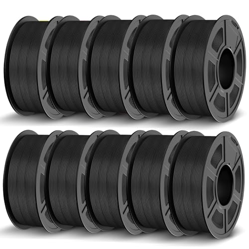 Image of JAYO Matte PLA 3D Printer Filament Bundle 1.75mm, Matte Finish Hides Layer Lines, 10 Pack 1.1kg Spools (11kg Total), Dimensional Accuracy ±0.02mm, Black