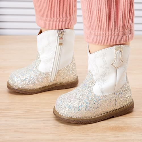 BMCiTYBM Baby Cowboy Cowgirl Boots Infant Western Shoes Boys Girls Round Toe Boots All Seasons 6-24 Months2