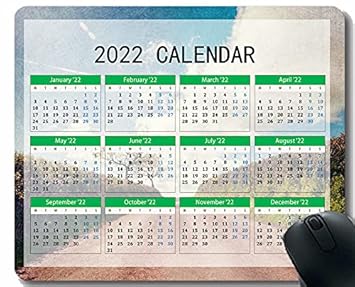 MIKKA Calendar 2022 Year Mouse Pad,Road Sky Marking Anti-Slip Rubber Mousepad with Durable Stitched Edges-17796