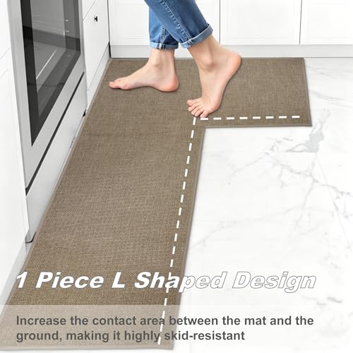 dovfa Ultra Non-Slip L Shaped Rug, High Density Oil & Water-Absorbent Corner Rugs for Kitchen, Comfort Rubber Non-Slip Backing Washable Mat, Easy Clean, Durable Stitched Edge Mats, 31.5"X47.3"X17" by dovfa - Used condition - Image 4