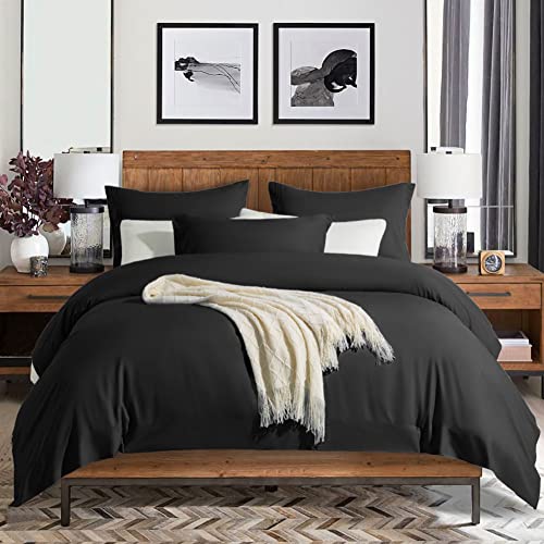 Image of SONORO KATE Bed Sheet Set Super Soft Microfiber 1800 Series Luxury Egyptian Sheets 18-Inch Deep Pocket Wrinkle and Hypoallergenic-4 Piece(Queen Black)