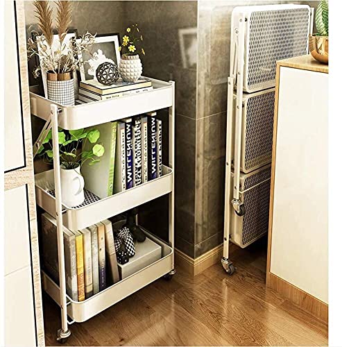 Rack de armazenamento Rack de carrinho dobrável sem instalação, três camadas móvel de chão Sala de e