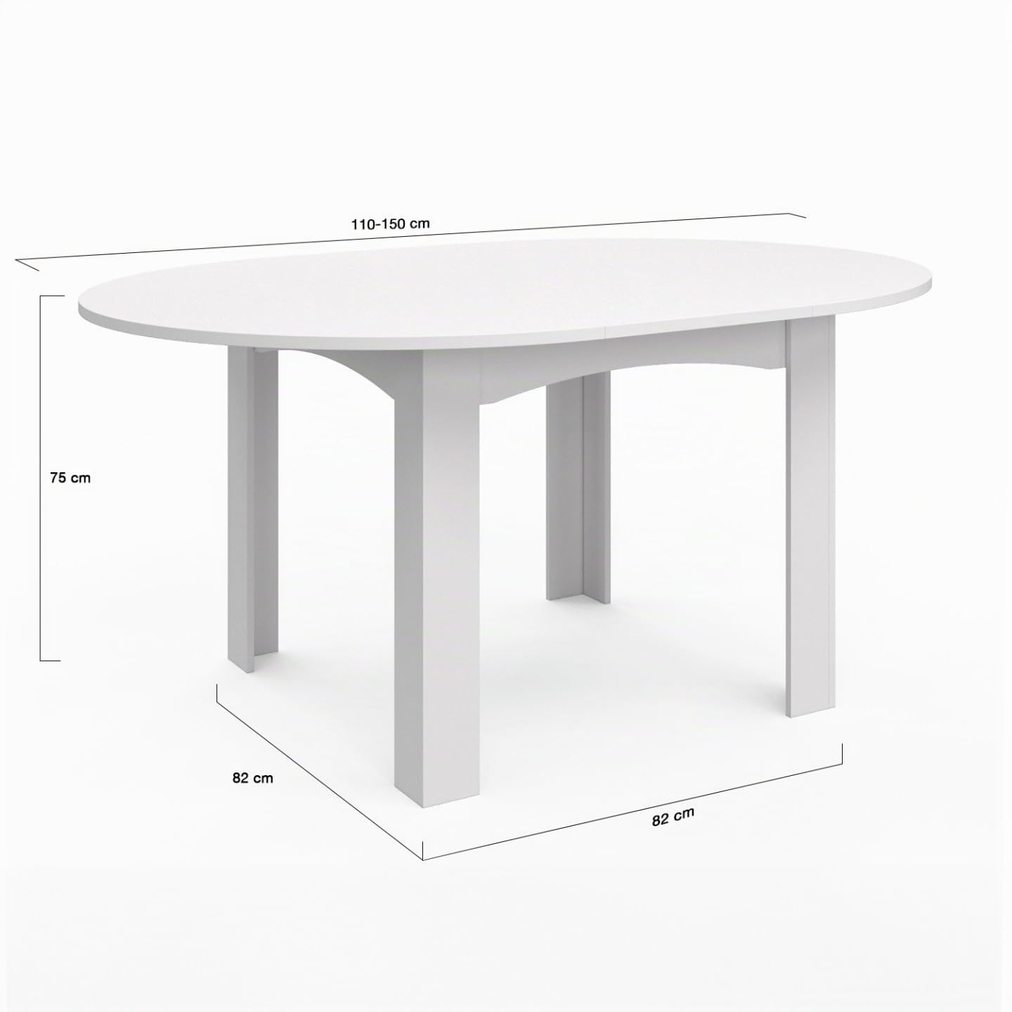 IDMarket - Ausziehbarer runder Esstisch DONA 4-8 Personen weiß 110-150 cm