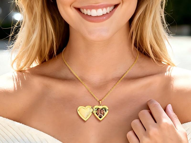 Collana Personalizzata Con Foto E Busta Custom4U, Regalo Con Zirconi E Pietra Portafortuna, Catena 45+5 Cm