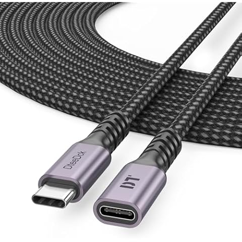 DteeDck USB C Extension Cable 15ft, Upgraded USBC Type C Extension 100W Charging 4K@60Hz Male to Female Braided Cord Extender USB3.2 Gen2 for Laptop Tablet Mobile Phone and More Cover