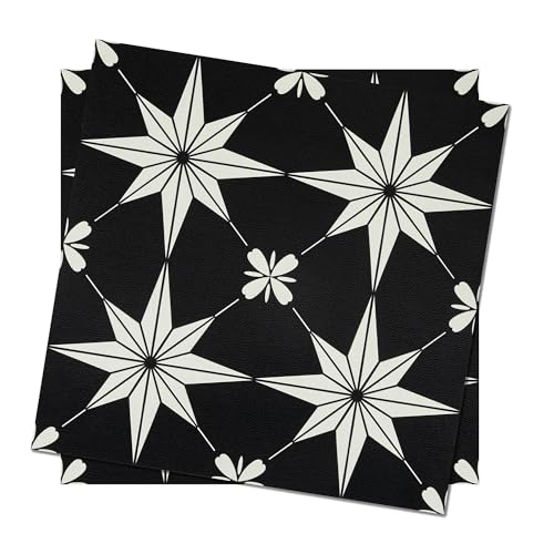 Dureidos Peel and Stick Floor Tiles: 11.8'x11.8' Self-Adhesive Easy to Install Tile Sticker, Waterproof Vinyl Flooring,for Bathroom, Kitchen, Bedroom, 10PCS Covering 10 sq ft Black and White