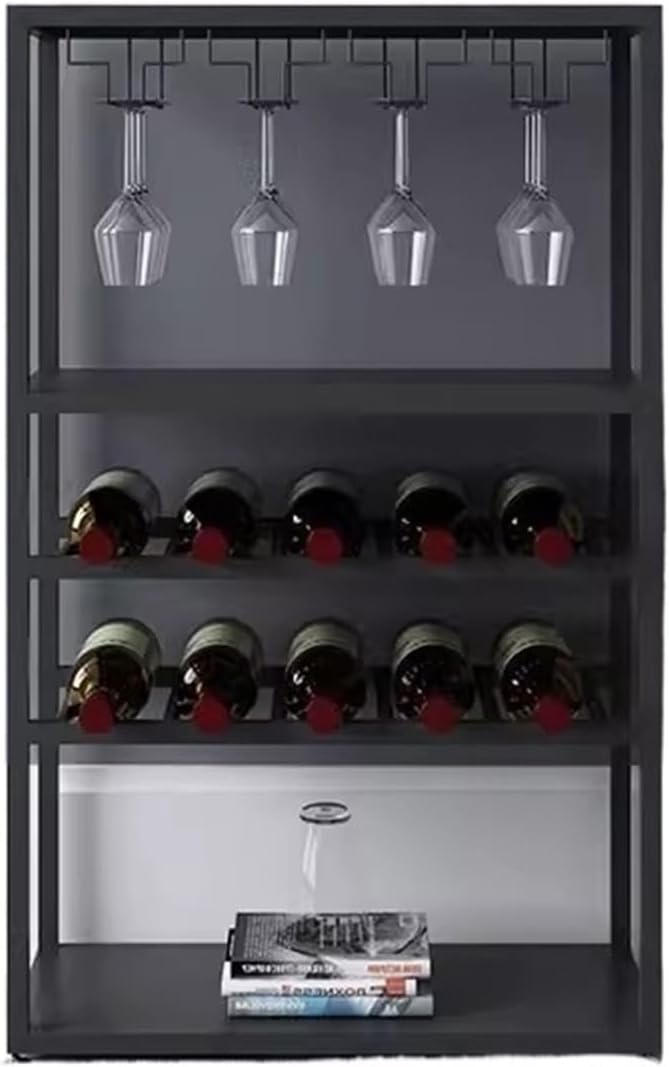 Wine Bottle Storage Iron Home Floor Small Wine Rack Wine Cooler Wine Wine Storage Display Rack Shelves Wine Glass Racks Tabletop Wine Rack(Black,Medium)