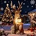 Weihnachtsdeko Hirsch Mit LED Laterne,Weihnachtsdeko Aussen Figuren,Gartenfiguren aus Kunstharz,Gartendeko Figuren Elch,Gartenfigur REH,Gartenfiguren für Außen,Gartendeko für Draußen