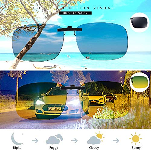 Night Driving Glasses and sunglasses Clip-On, Polarized Glare Reduce, High Definition Vision3