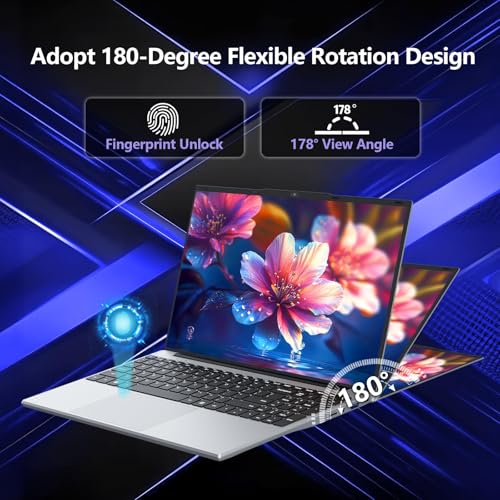 Image of 15.6 inch Gaming Laptop 2025, Laptop Computer with N95 Quad-Core up to 3.4GHz, 16GB DDR4 1TB SSD, Backlit Keyboard, Fingerprint Unlock, FHD 1920 * 1080, WiFi5, BT4.2, Win 11 Pro(Silver)