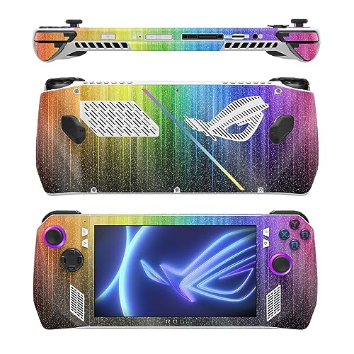 Image of MightySkins Glossy Glitter Skin Compatible with Asus ROG Ally - Rainbow Streaks | Protective, Durable High-Gloss Glitter Finish | Easy to Apply