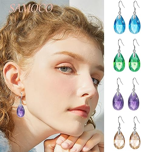 SAMOCO 16 Pairs Drop Dangle Earrings Set for Women Rainbow Crystal Earrings Teardrop Dangle Hook Earrings Hypoallergenic Jewelry3