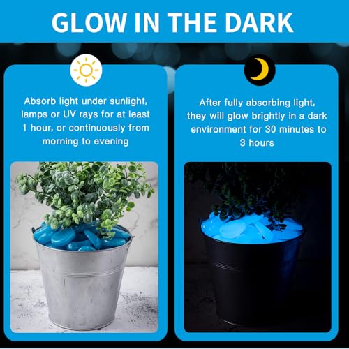 Image of Landical 300 Pcs 1.8 Inch Large Glow in The Dark Rocks Glow in The Dark Pebbles Outdoor Bule Fish Tank Rock Aquarium Gravel Luminous Stone for Landscaping Walkway Succulent Plant Decor, 4700g /10.36lbs