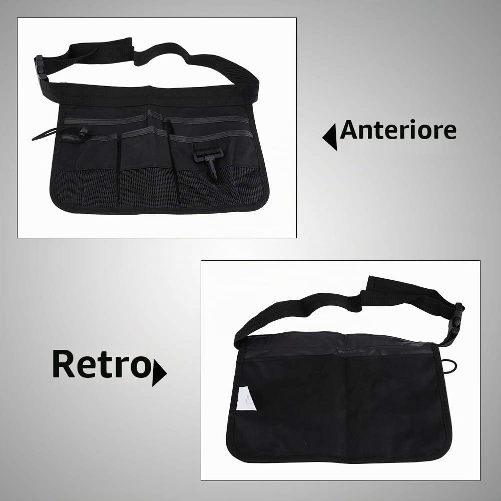 Garosa Cintura Portautensili da Giardinaggio Regolabile con 6 Tasche, Tessuto Oxford 600D, Nero, 34x24 cm, Impermeabile e Resistente
