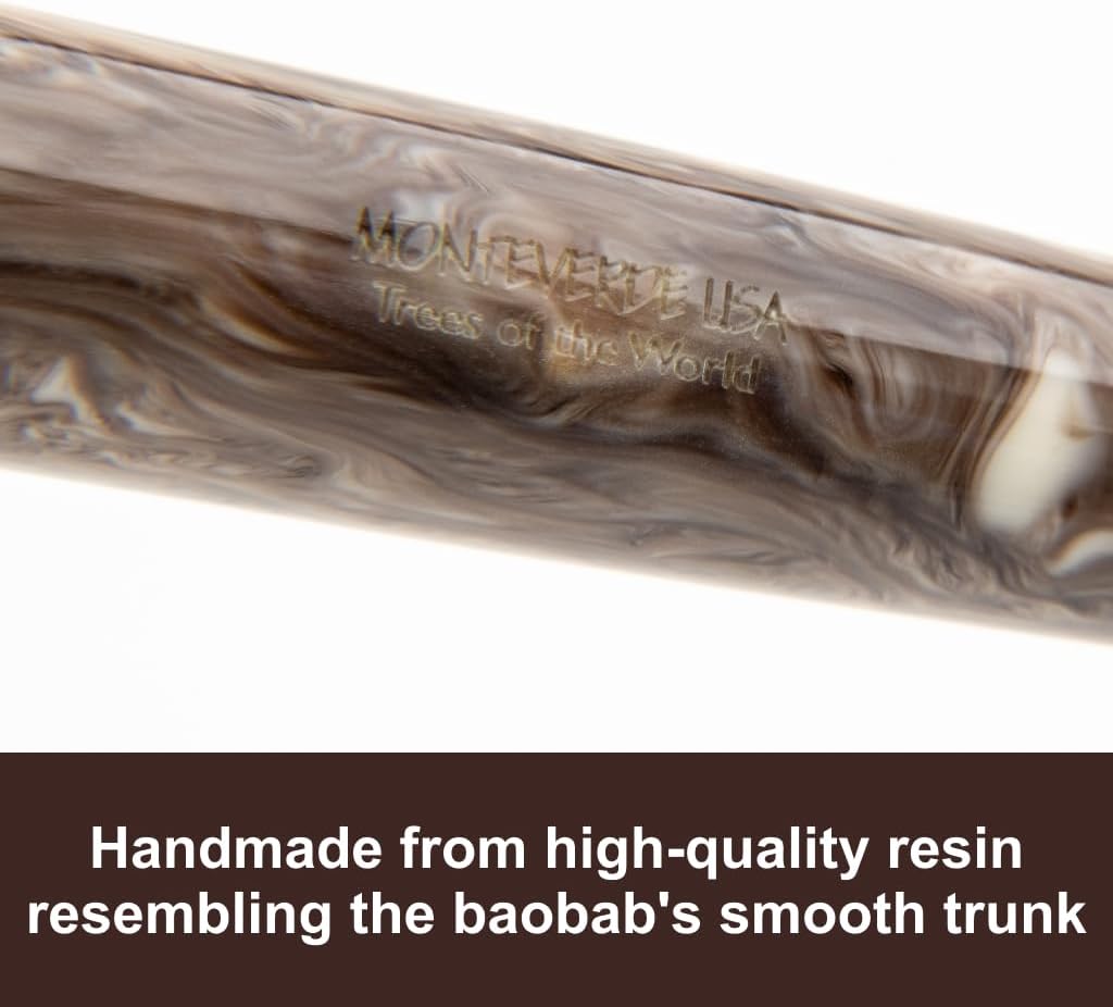 Monteverde USA Avenue of the Baobabs Fountain Pen, Extra Fine Stainless Steel JoWo Nib, Beige Swirl Resin, Polished Chrome Trim, Luxury Gift Box Included