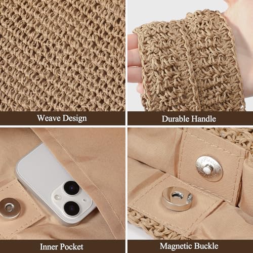 Image of Trifabricy Beach Bags for Women, Woven Straw Tote Bags,Large Beach Bag, Weaving Swim Shopping Travel Bag Waterproof