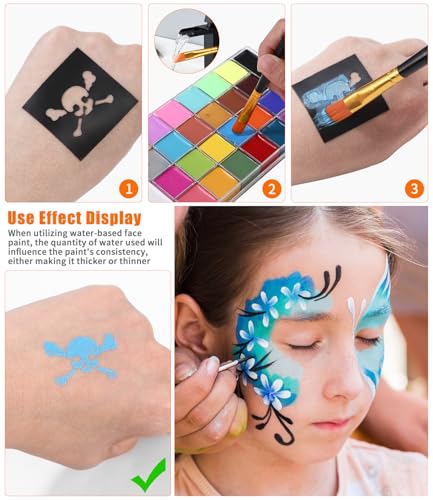Zaxiva Kinderschminke Face Paint 26 Farben, Professionelles Ungiftiges Sicheres Kinderschminke Set, Ideal Für Halloween Cosplay Festival Accessoire, Clown Schminke, Make-up für Kinder und Erwachsene