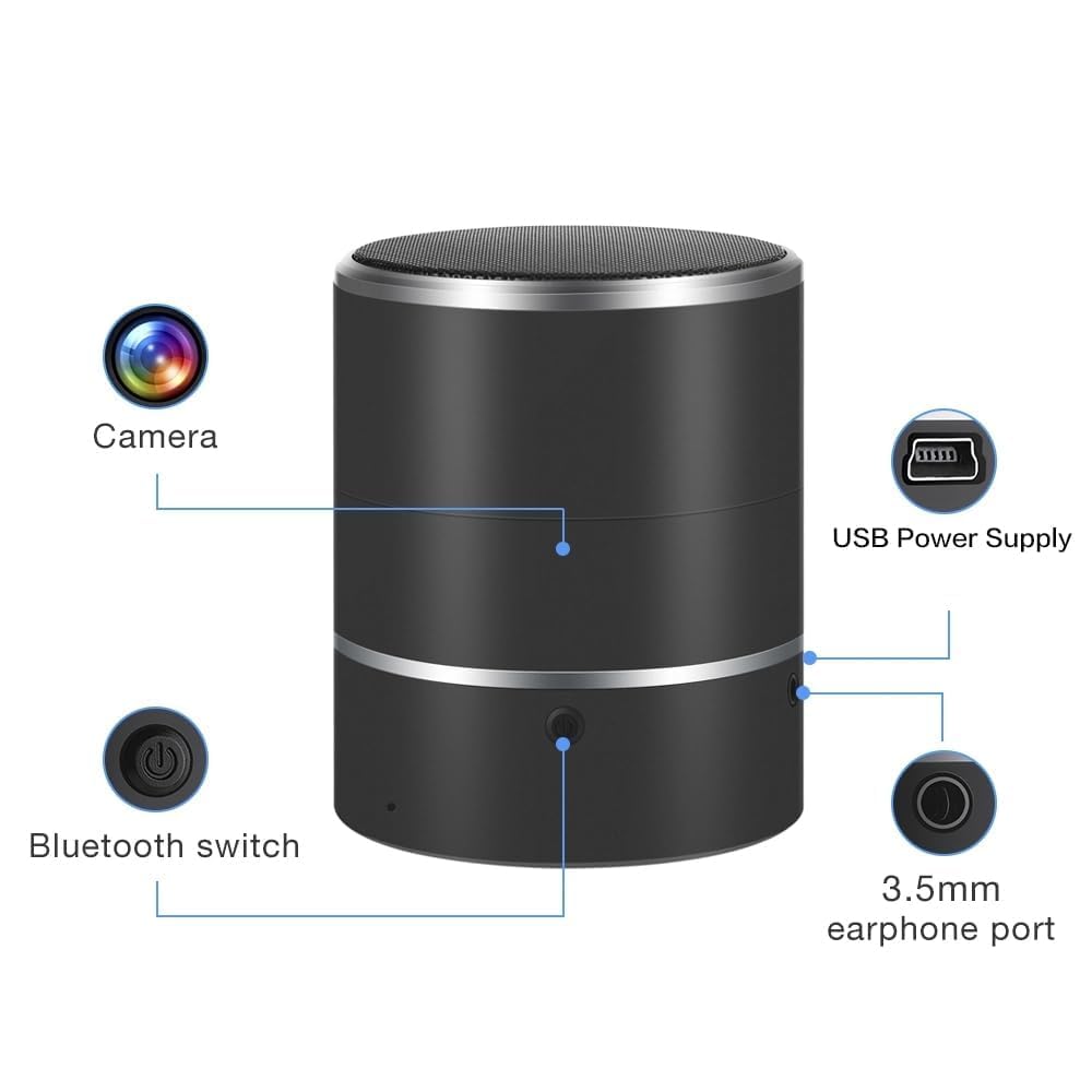 Caméra espion WiFi Bluetooth | Caméra nounou sans fil HD 1080p avec lentille rotative à 180°, vue en direct et alertes de mouvement via application pour la sécurité de la maison et du bureau